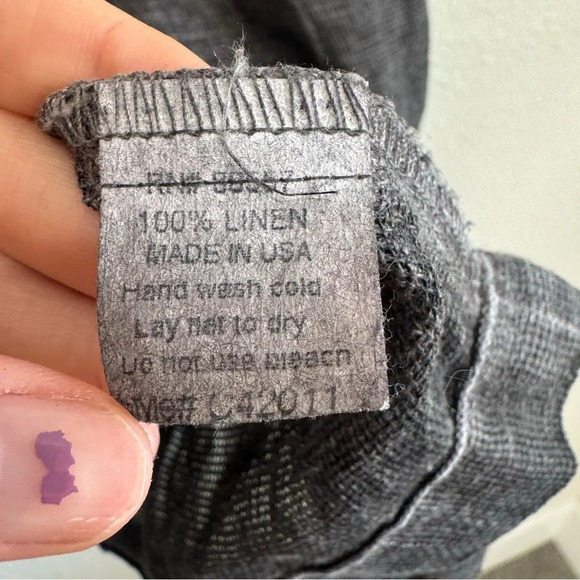 Fenini Women's Medium 100% Linen Blouse Boxy Loose Knit Boho Grey Artsy Texture - Picture 4 of 9